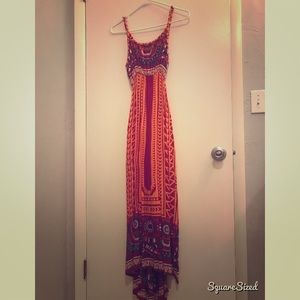 Retro pattern maxi dress